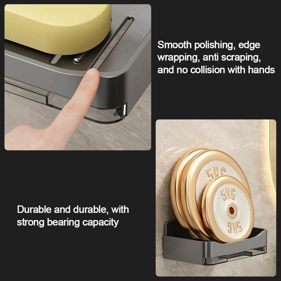 Wall Mounted Soap Box Drainable Storage Rack Bathroom Kitchen Sink