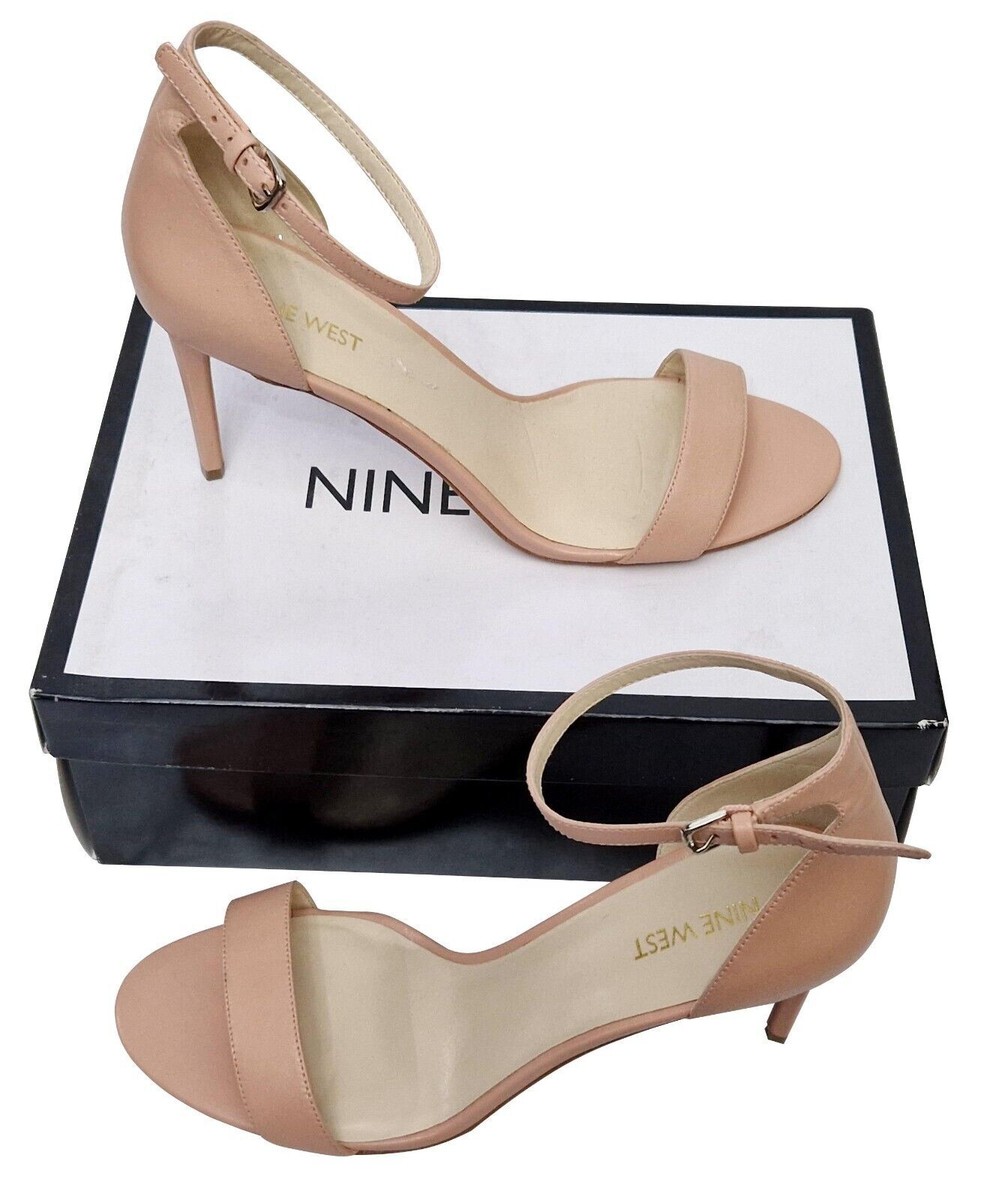 NINE WEST Rave Ladies Pastel Pale Pink Slip On Ankle Strappy High Heel Shoes