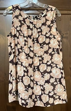 Ann Taylor Loft Medium Top Sheer Floral Tank Swing Romantic Feminine Flow Fairy
