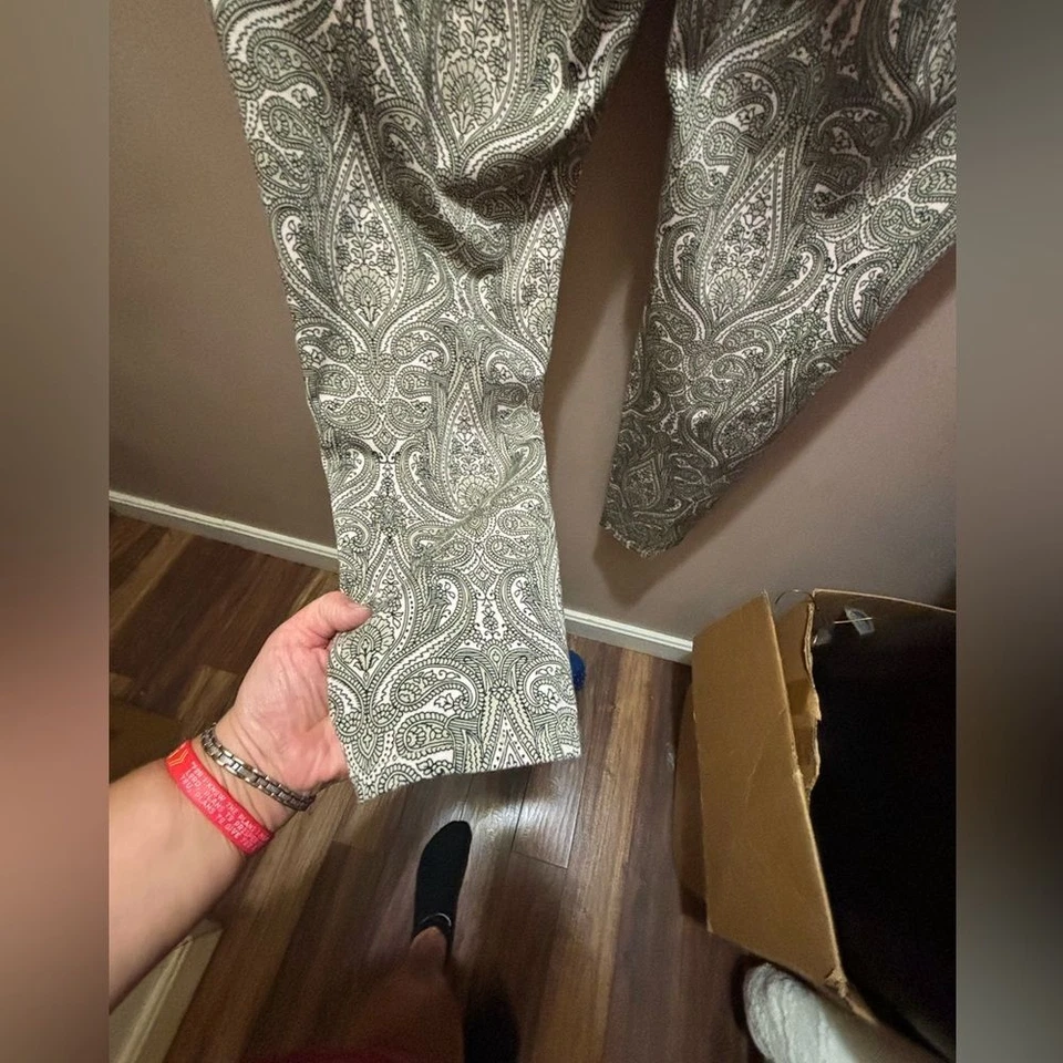 Calça paisley Charter Club Bristol skinny tornozelo 16 verde sálvia/rosa Costal Office - Imagem 4 de 4