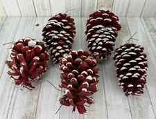 Vintage Real Pinecone Christmas Tree Ornament LOT Painted Retro LRG Farmhouse