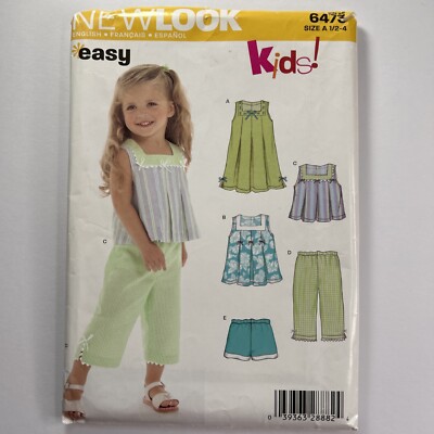 NewLook 6473 Kleid Shorts Hose mit eckigem Ausschnitt Mädchen Kind neu ungeschnittenes Muster