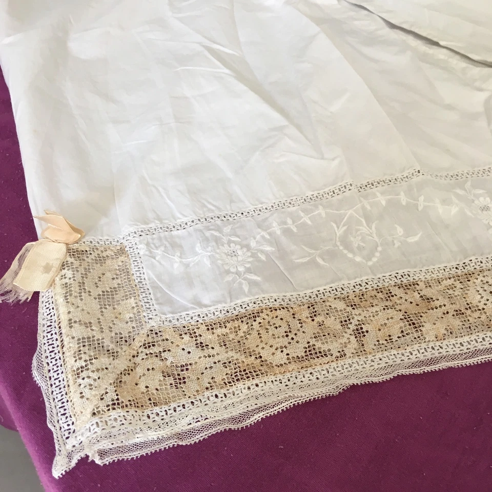 Linge Blanc Ancien Ancienne Culotte Panty Dentelle Broderie Monogramme  MP - Photo 3/4
