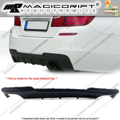For 11-15 BMW F10 535i 550i MP Style Quad Dual Muffler Rear Bumper Diffuser