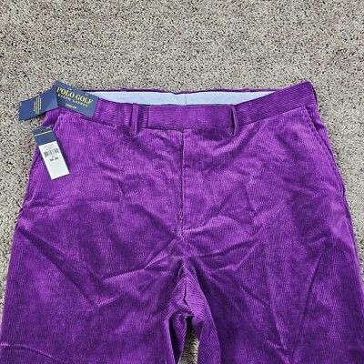 Polo Ralph Lauren Pants Mens 38 Purple Corduroy Cords Stretch