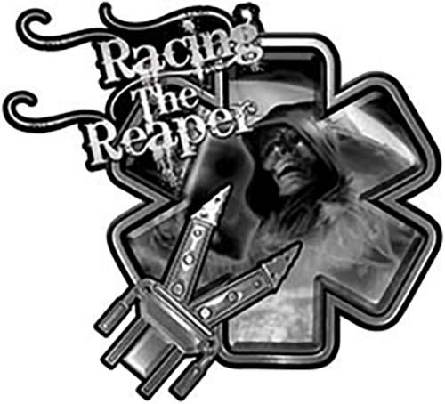 Racing the Reaper Star of Life Crash Rescue Decal Gray 6" REFLECTIVE EMS01