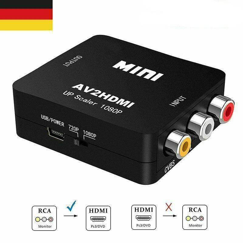 Mini AV to HDMI Video Audio Konverter 1080P 3 RCA CVBS zu HDMI Adapter Converter - Bild 4 von 4