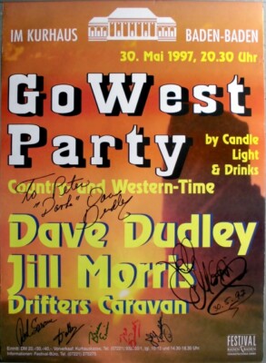 GO WEST PARTY - 1997 - Dave Dudley - Jill Morris - Poster - Signiert - Baden
