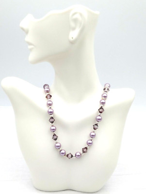 Artisan 18'' Mauve Simulated Pearls & Purple Faceted Beads Necklace w/ Toggle