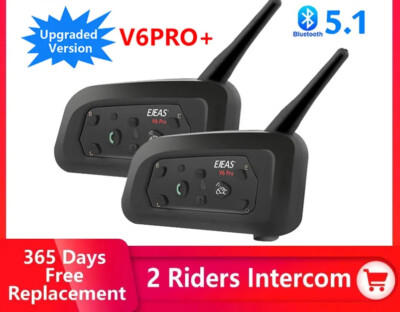 V6 PRO+/ Motorcycle Intercom Helmet Bluetooth Headset 6 Riders 800m Waterproof