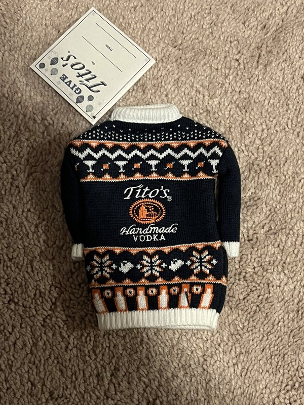 New Tito's Handmade Vodka Bottle Holiday Sweater Limited Collectible