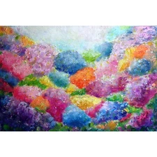 Summer Symphony Hydrangea Haven Colorful Flowers Oil Impasto Original Painting