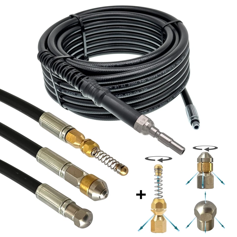 M&M SMARTEK® Rohrreinigungsschlauch für Kränzle D10 K1050 X-Serie Verstopfung Abfluss + Düsen