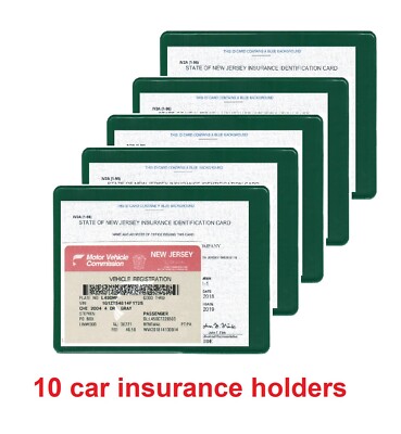 TEN (10) GREEN AUTO CAR TRUCK INSURANCE REGISTRATION ID CARD CASE WALLET HOLDER