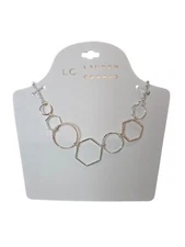 LC Lauren Conrad Women's Geometric Silver Plated , Rose Gold Necklace NWT