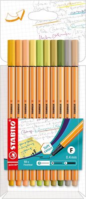 Fineliner - STABILO point 88 - 10er Pack - mit 10 verschiedenen Farben