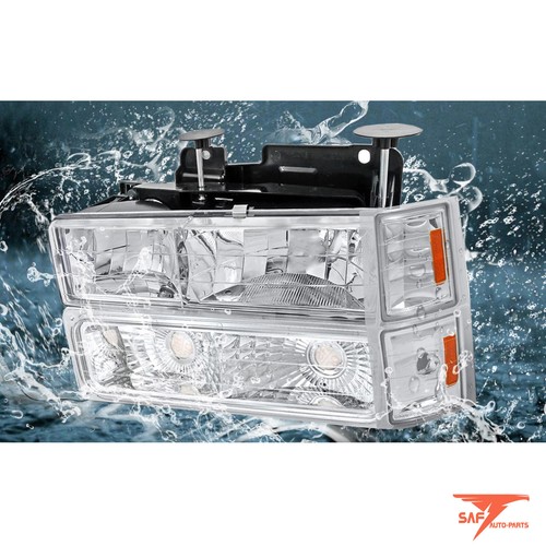 Chrome Amber Headlights Signal Bump Lamps For 94-99 Chevy C/K 1500 2500 3500 - Picture 10 of 10