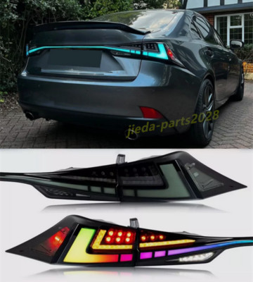 Clear RGB LED Tail Lights For Lexus IS250 300 350 F 2014-2020 w