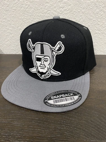 RAIDERS Las Vegas Oakland Los Angeles Classic Logo Black & Gray Snapback Hat NEW
