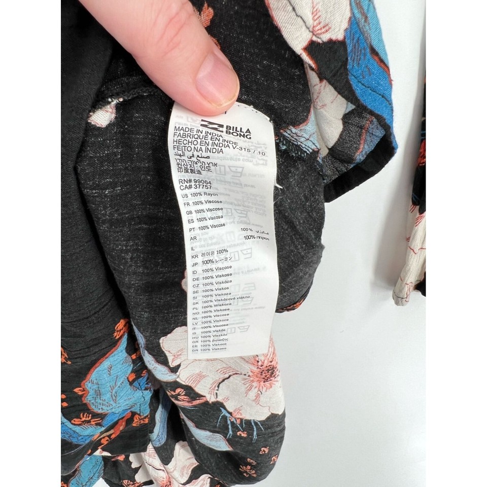 Billabong Women's Off Shoulder Floral Mini Dress Size S Navy Blue Beach