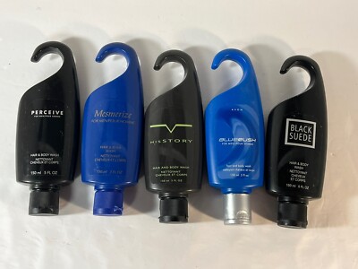 Avon Men Hair & Body Wash Lot Of 5 - Black Suede, Mesmerize, Hisstory, Blue Rush
