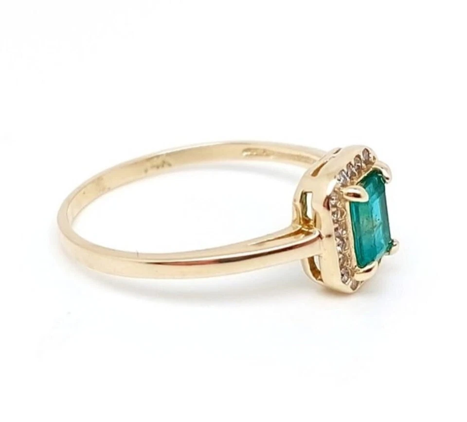 Bague en or jaune 14 carats - émeraude 0.8ct  - diamant 0.26ct - Photo 2/4