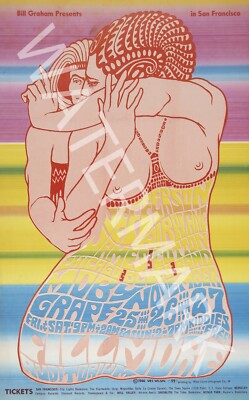 Jefferson Airplane - Moby Grape - 1966 Vintage Music Poster