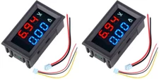 2X LED  Dual Voltmeter - Ammeter Blue & Red Panel Display 10A, 12VDC - 100V 2pcs