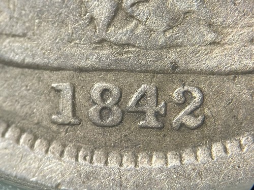 1842 O Liberty Seated Dime VF+++ Type 3 Stars Obverse F-101 1 In Denticles Med O - Picture 3 of 4