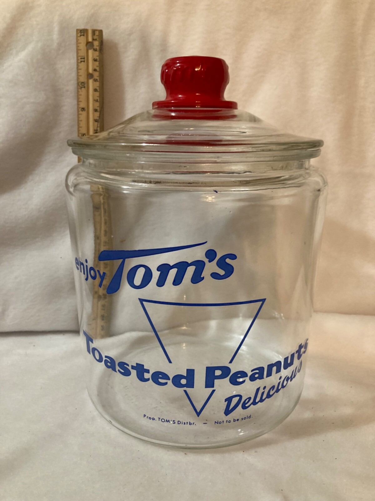 VINTAGE TOM'S GLASS PEANUT CONTAINER eBay