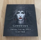 FREYJA Germania Goddess 2 oz Silver Antique Colored Cast Bar Mint 999 SHIP TODAY