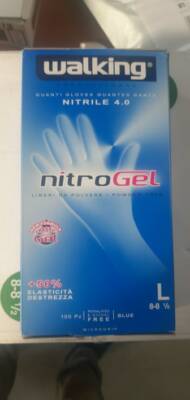 Guanti Monouso In Nitrile Blu Nitrogel, 100 Pezzi, Taglia L, Anallergici, Resistenti A Oli E Solventi, Alte Prestazioni