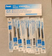Refill EnerGel Gel Pen 0.7mm LR7-S metal Tip sky blue Ink pack of 12 NEW BOX