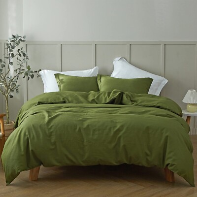 Simple&Opulence French Linen Duvet Cover Set 68'' x 86''- 2 Pieces (1 Comforter...