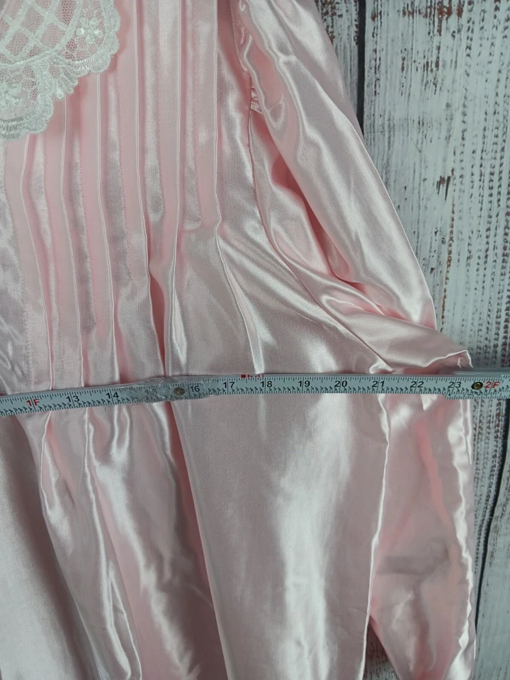 Aria Modesto Camisón Mujer’s Grande Maxi Rosa Pequeñas Flores Detalle Encaje Sedoso Foto 3 de 4