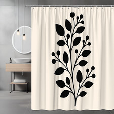 Elegant Black Floral Shower Curtain for Farmhouse and Modern Decor