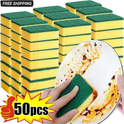 10/50 Pack Kitchen Cleaning Sponges Scourers Washing Up Non-Scratch for Dish Pad