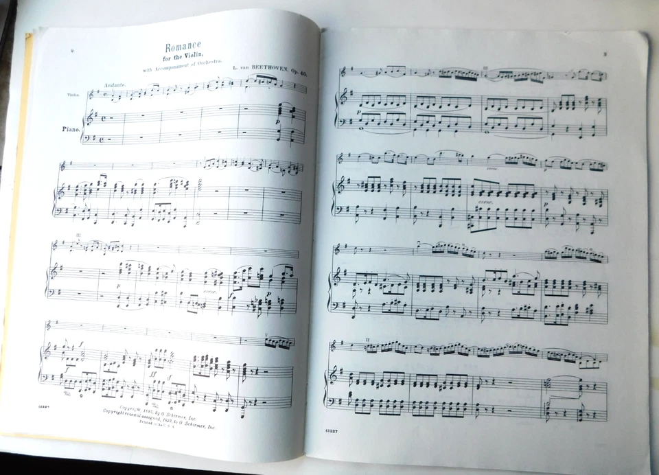 Beethoven: Two Romances for Violin gnd Piano, Schirmir, C. 1923 - Image 3 of 4
