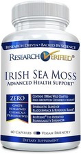 Research Verified Irish Sea Moss - Bladderwrack, Burdock, BioPerine 60 Capsules