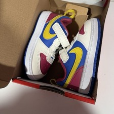 Nike Court Borough Low Recraft Baby Sneakers White Blue Pink Yellow Size 6C