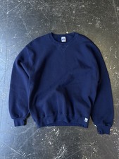 Vintage Russell Athletic Blank Crewneck Sweatshirt Navy Size Large