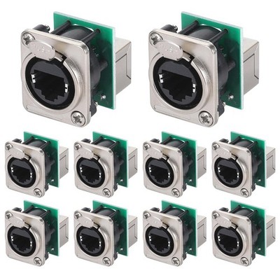 10PCS Ethercon Rj45 Chassis Socket, NE8FDP Ethercon Pass Through Connector, D