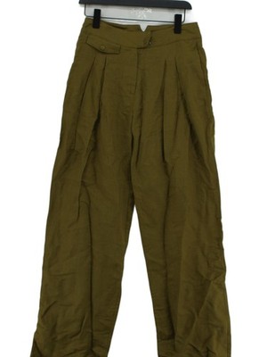 Karen Millen Damen Hose UK 10 Grün Leinen mit Viskose Chino Neu Mit Etikett