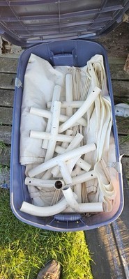 Event Tent W/ All Poles, White Vinyl Canopy. Not sure Of Size