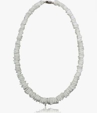18  White Puka Shell Neckace - Hawaiian Style Clam Chip Surfer Necklace