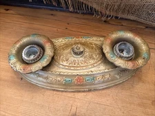 Vintage Art Deco Flush Mount Ceiling Light Fixture, 2 Bulb w/ Mounting Bracket