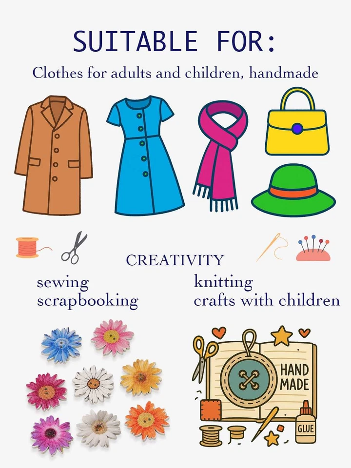 30pcs Flower Wooden Buttons for scrapbook sewing handmade crafts DIY decor 25mm - Image 2 of 3