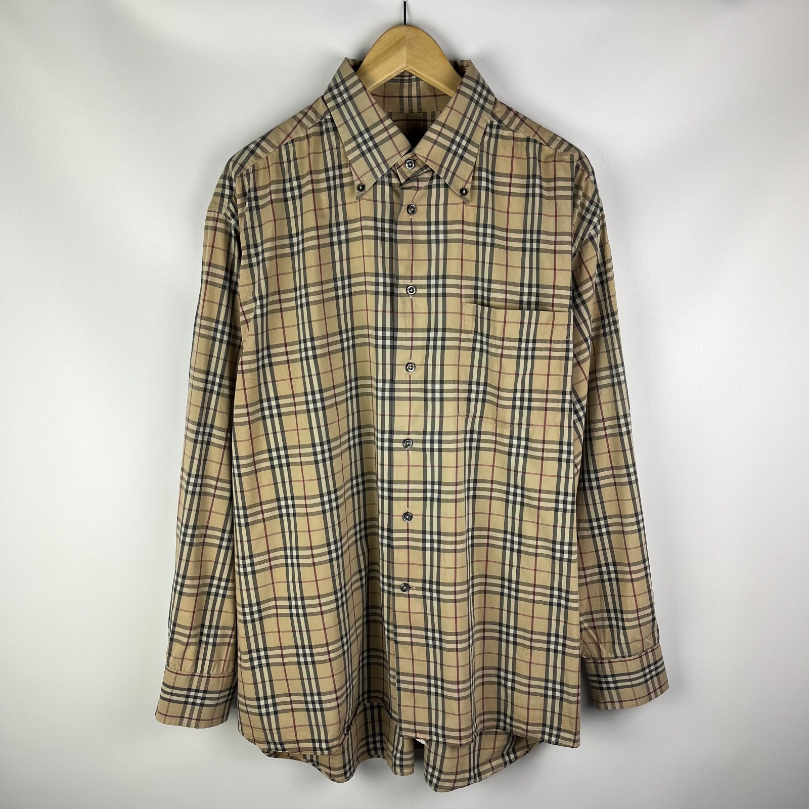 Burberry London Mens Nova Check Plaid Long Sleeve Button Down Shirt Size XL