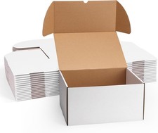 Set of 15 Shipping Boxes 12x10x6, White Corrugated Cardboard Mailer Boxes