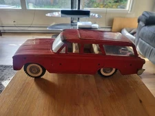 Vintage Original 1950s Buddy L Red Station Wagon 14”Pressed Steel